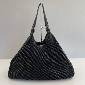 *SOLD* Cole Haan Black Leather Weave Hobo Style Bag